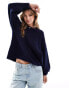 ASOS DESIGN boucle crew neck jumper in navy