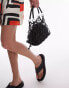 Topshop Griffin faux leather macrame grab bag in black