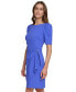 Women's Puff-Sleeve Scuba Crepe Sheath Dress