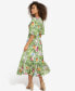 Women's Floral-Print Balloon-Sleeve Maxi Dress