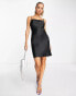 Фото #1 товара & Other Stories satin slip mini dress in black