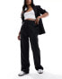 Vero Moda tailored high waisted relaxed straight leg trousers with belt loop detail in black