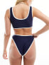 4th & Reckless florence contrast trim bikini top in navy