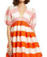 Фото #2 товара Women's Organza Striped Balloon Sleeve Mini Dress