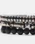 ASOS DESIGN 3 pack semi-precious beaded bracelet set in hematite and black