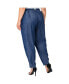 ფოტო #2 პროდუქტის Plus Size Paper Bag Waist Tencel Crop Pants