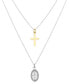 ფოტო #1 პროდუქტის Crystal Virgin Mary and 14K Gold Plated Cross Necklace Set