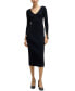 ფოტო #1 პროდუქტის Women's Ribbed-Knit V-Neck Dress