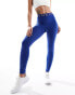 Gym King Impact branded tape leggings in blue