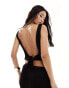 Фото #8 товара Miss Selfridge knit rib tie back open vest top in black