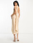 ASOS DESIGN one shoulder tie stretch satin midi dress in ivory