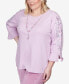 Фото #4 товара Plus Size Swiss Chalet Embroidered Flutter Sleeve Top with Necklace