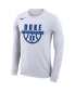 Men's White Duke Blue Devils Basketball Drop Legend Long Sleeve Performance T-shirt