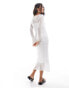 Фото #3 товара Vila textured long sleeve maxi dress in cream