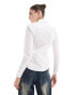 ASOS DESIGN long sleeve fitted shirt in white