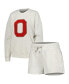 Фото #1 товара Women's Ash Ohio State Buckeyes Team Effort Pullover Sweatshirt and Shorts Sleep Set