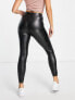 Фото #2 товара Vila leather look leggings in black