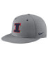 Фото #1 товара Men's Gray Illinois Fighting Illini USA Side Patch True AeroBill Performance Fitted Hat