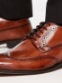 ASOS DESIGN lace up brogue shoes in polished tan leather
