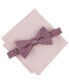 Men's Earl Mini-Chevron Bow Tie & Solid Pocket Square Set, Created for Macy's