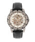 ფოტო #1 პროდუქტის Philippe Automatic White Dial, Genuine Black Leather Watch 41mm