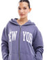 Фото #2 товара Miss Selfridge New York washed zip through hoodie in Navy