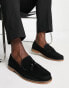 Фото #2 товара ASOS DESIGN tassel loafers in black suede leather with natural sole