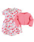 ფოტო #2 პროდუქტის Baby Girls Baby Organic Cotton Dress and Cardigan 2pc Set, Rosebud
