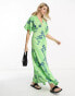Фото #8 товара Платье повседневное ASOS – Длинное платье в зеленом цвете с цветочным принтом и декоративными швами
