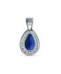 Фото #2 товара Bling Jewelry classic Bridal Jewelry Pear Shape Solitaire Teardrop Halo AAA 15CT CZ Simulated Blue Sapphire Pendant Necklace For Women Prom Bridesmaid Wedding Rhodium Plated