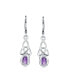 Irish Love Knot Oval Bezel Set Purple Natural Amethyst Dangle Celtic Knot Earrings For Women Sterling Silver Lever Back