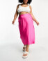 Фото #2 товара Simply Be satin midi skirt in pink