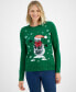 Фото #1 товара Women's Sequined Snowman Crewneck Sweater, Created for Macy's