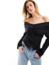 Фото #1 товара NA-KD off the shoulder draped top in black