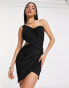 Фото #2 товара Jaded Rose one shoulder mini dress in black