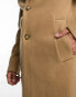 Pull&Bear overcoat with wool mix in camel exclusive at ASOS