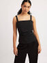 NA-KD ruched tailored cami top in black 36 - фото #1