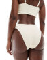 Miss Selfridge V front crinkle bikini bottom in cream