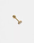 Orelia gold plated double micro baguette barbell in crystal