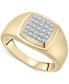 Фото #1 товара Men's Diamond Cluster Ring (1/4 ct. t.w.) in 14k Gold-Plated Sterling Silver