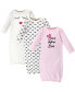 ფოტო #1 პროდუქტის Baby Girls Treasure Baby Cotton Long-Sleeve Gowns 3pk, Bows, 0-6 Months