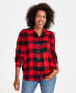 Фото #1 товара Women's Perfect Plaid Button-Up Shirt, Created for Macy's