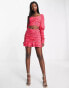 Фото #6 товара Collective the Label exclusive bow back crop top co-ord in pink and red leopard print