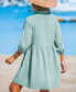 Фото #2 товара Women's Aqua Collared Button-Up Mini Beach Dress