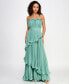 Фото #1 товара Juniors' Strapless Ruffled Tiered Pleated Gown