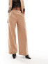 AllSaints Aleida wide suit trousers in brown