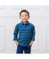 ფოტო #5 პროდუქტის Boys Organic Long Sleeve Flannel Button Down Shirt with Elbow Patches, Infant