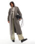 Weekday Kia wool blend oversized coat with tie waist detail in dark mole melange