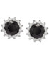 Onyx & Cubic Zirconia Stud Earrings in Sterling Silver