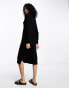 Vila high neck knitted midi jumper dress in black